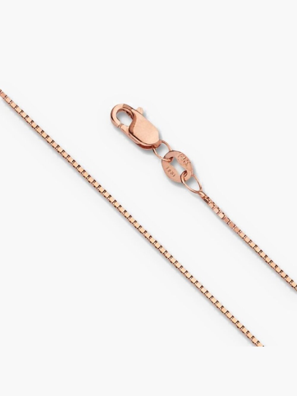 14K Rose Gold Box Chain Necklace 0.8mm 16 Inch By Tehrani Jewelry